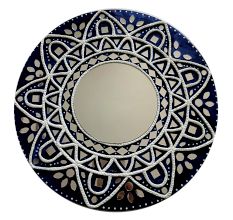 Handcrafted Mirror Mandala Wall Art – Midnight Blue Elegance